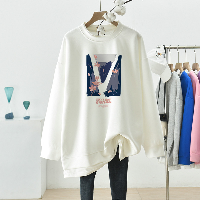 2025 New Arrival Plus Size Women's Clothing Fake Two-Piece Long Sleeves Sweatshirt Women's Fall/Winter Hot-Selling Loose Casual Top Coat Fashion