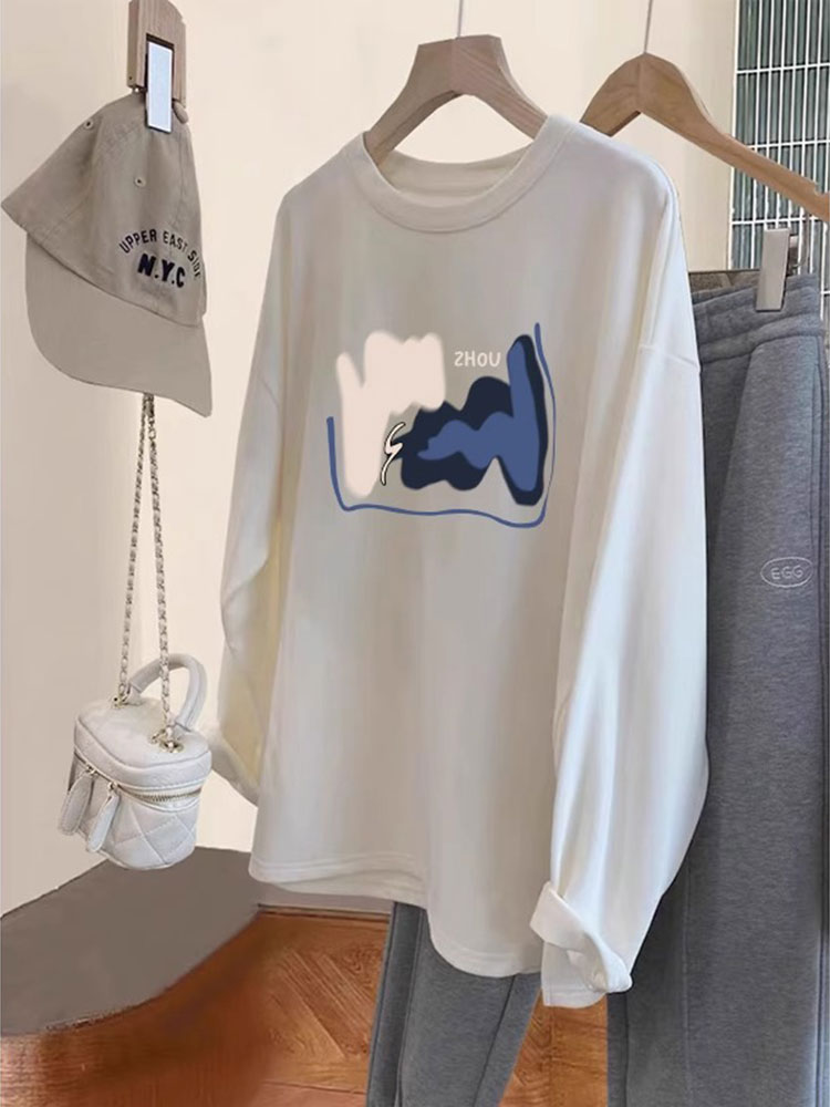 2025 New Arrival Bottoming Shirt Dralon Early Spring and Autumn Mid Length Long Length Long Sleeves T-Shirt Women's Inner Wear Loose Fleece-Lined Casual Tops