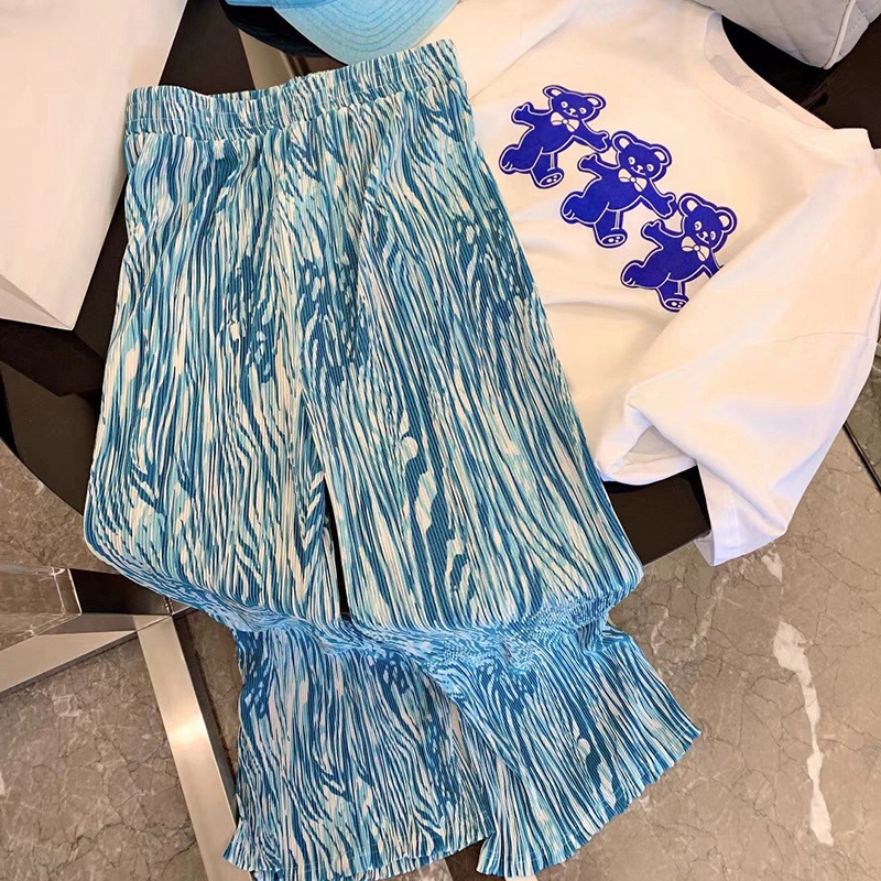 Plus Size Plus Size Ladies Summer 2025 New Arrival Ice Silk Cool Pants Female High Waist Drooping Wide-Leg Pants Casual Mopping Trousers Tide