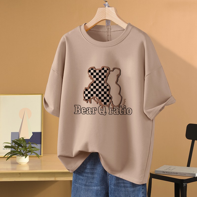 Chic Retro Hong Kong Style Plus Size Shoulder Short Sleeve T-shirt