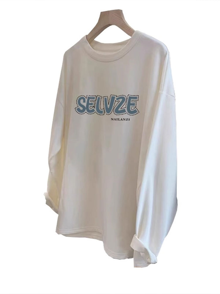 2025 New Arrival Bottoming Shirt Dralon Early Spring and Autumn Mid Length Long Length Long Sleeves T-Shirt Women's Inner Wear Loose Fleece-Lined Casual Tops