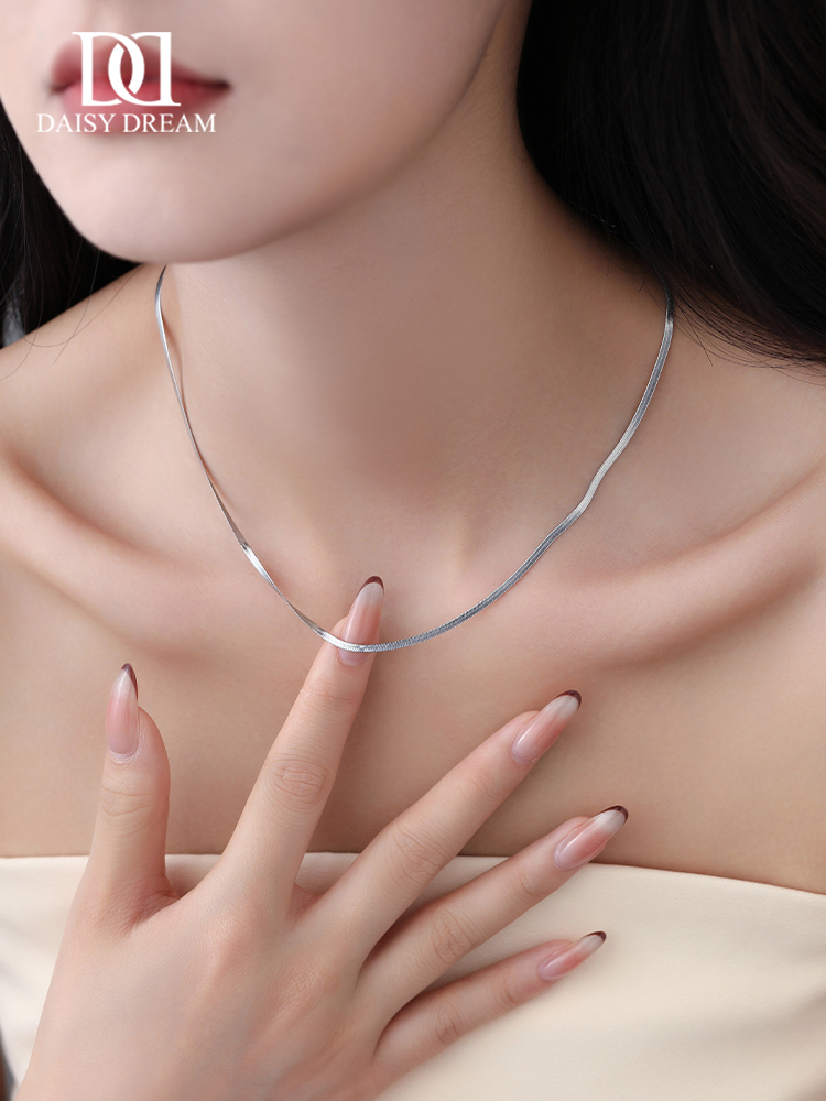 Easiest for Match Minimalist Snake Bones Chain Titanium Steel Necklace for Women Temperamental Minority 2025 Best Selling Clavicle Chain Fancy Necklace Accessories