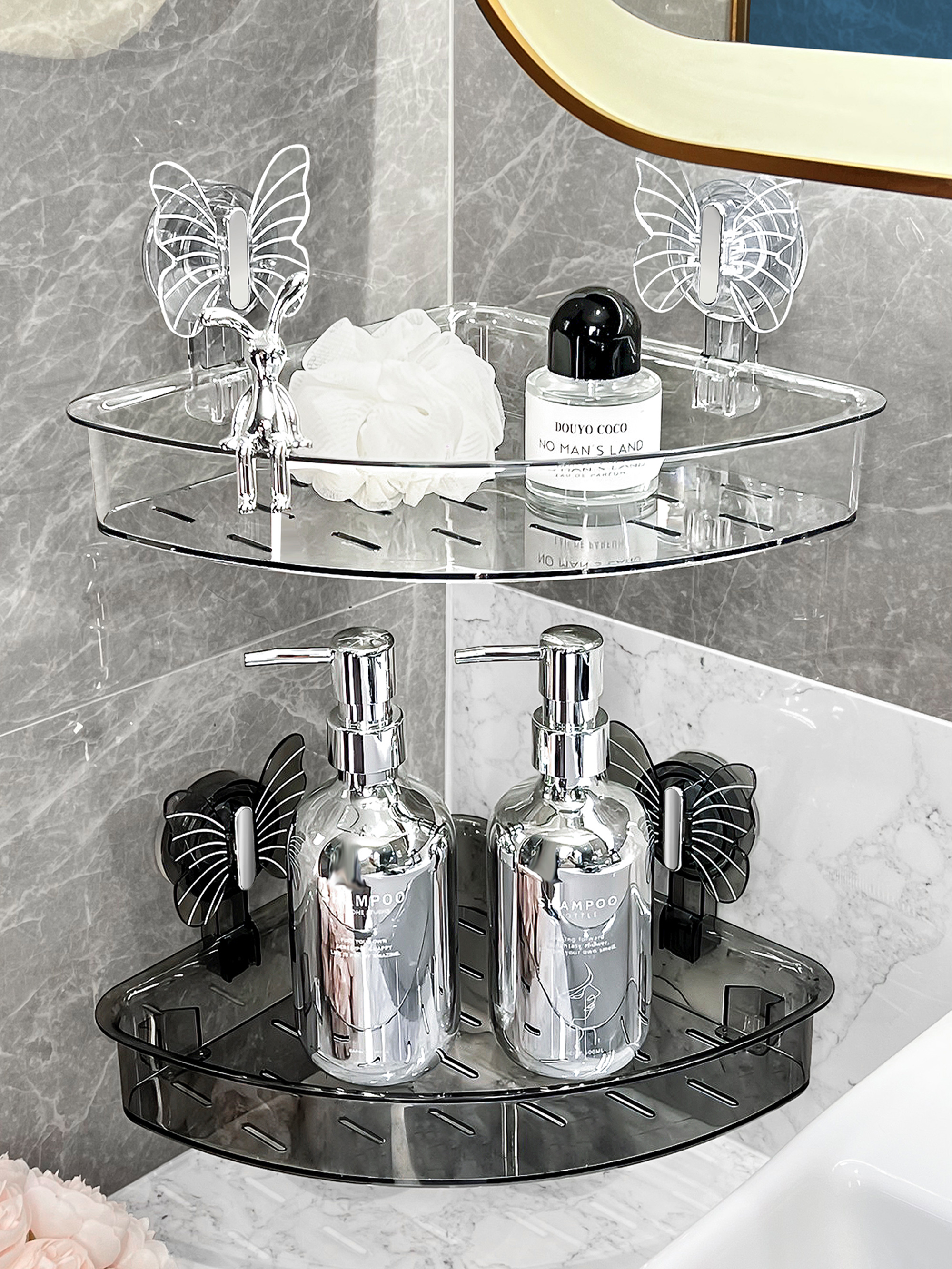 Suction Cup Corner Shelf Bathroom Toilet Shelf Bathroom Triangle Washstand Wash Basin Wall-Mounted Storage