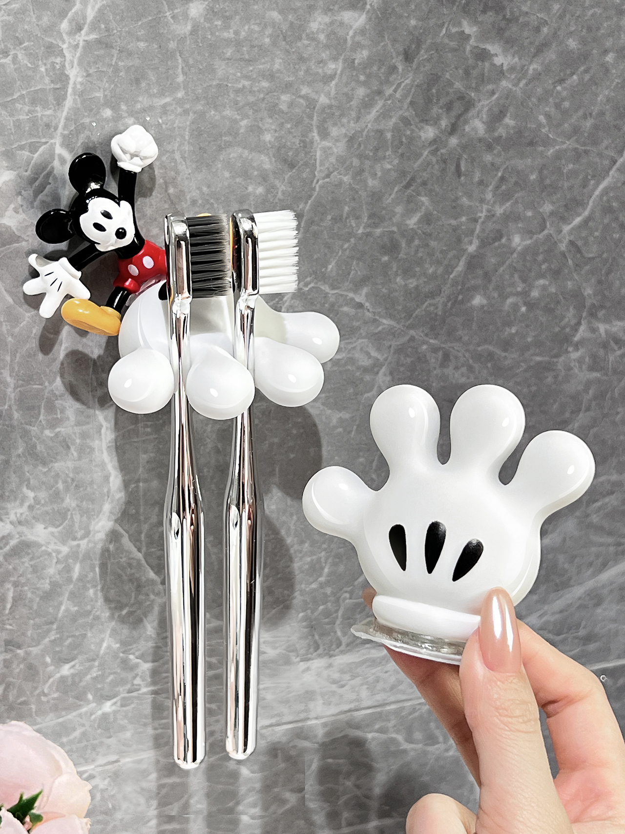 Cute Palm Toothbrush Rack Wall-Mounted Bathroom Electric Toothbrush Storage Rack Punch-Free Bathroom Wall