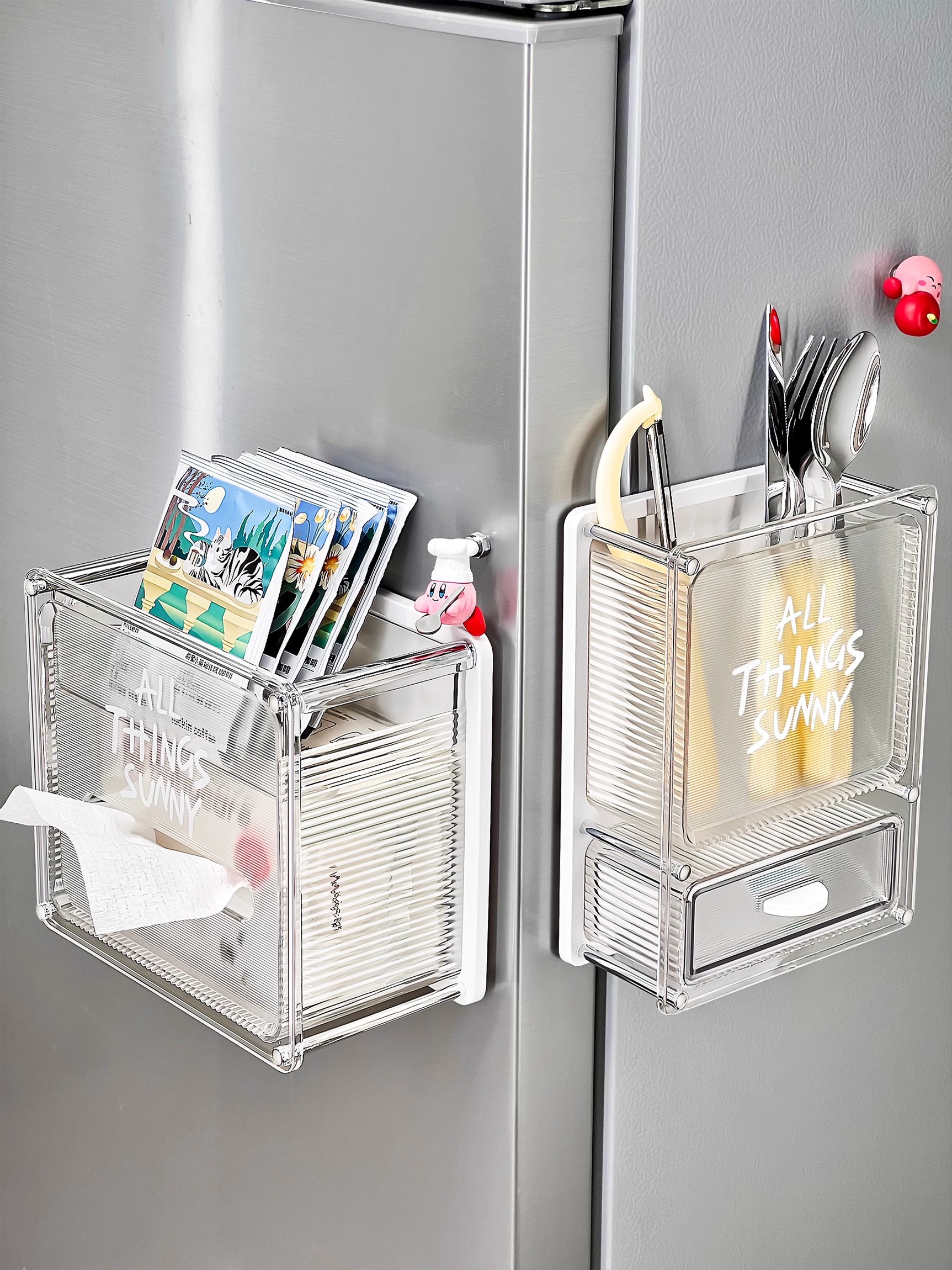 Refrigerator Storage Rack Side Storage Magnetic Tissue Box Top Rack Kitchen Seasoning Bottle Household Storage Rack