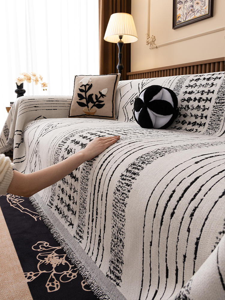 Chenille Straight Row Sofa Cover 2025 New Arrival All Year Round Neutral Fancy Cover Cloth Sofa Towel a Whole Piece of Full Covered