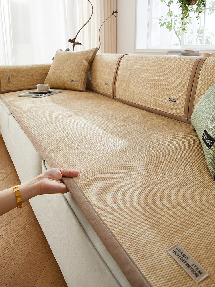 Summer Rattan Mat Sofa Cushion 2025 New Arrival Summer Ice Silk Sofa Cover Backrest Towel Non Slip Seat Cushion for Summer Cool Pad