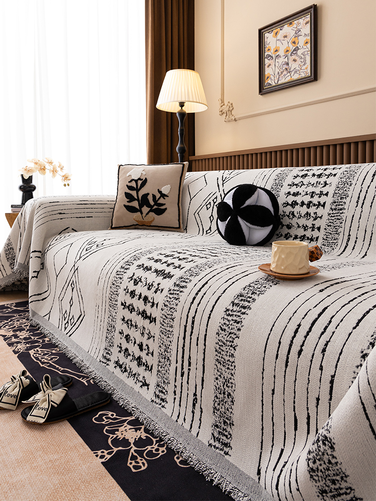 Chenille Non-Slip Sofa Cover 2025 Popular New Arrival All Year Round Neutral Straight Row Sofa Cover Universal Full Wrapping Blanket