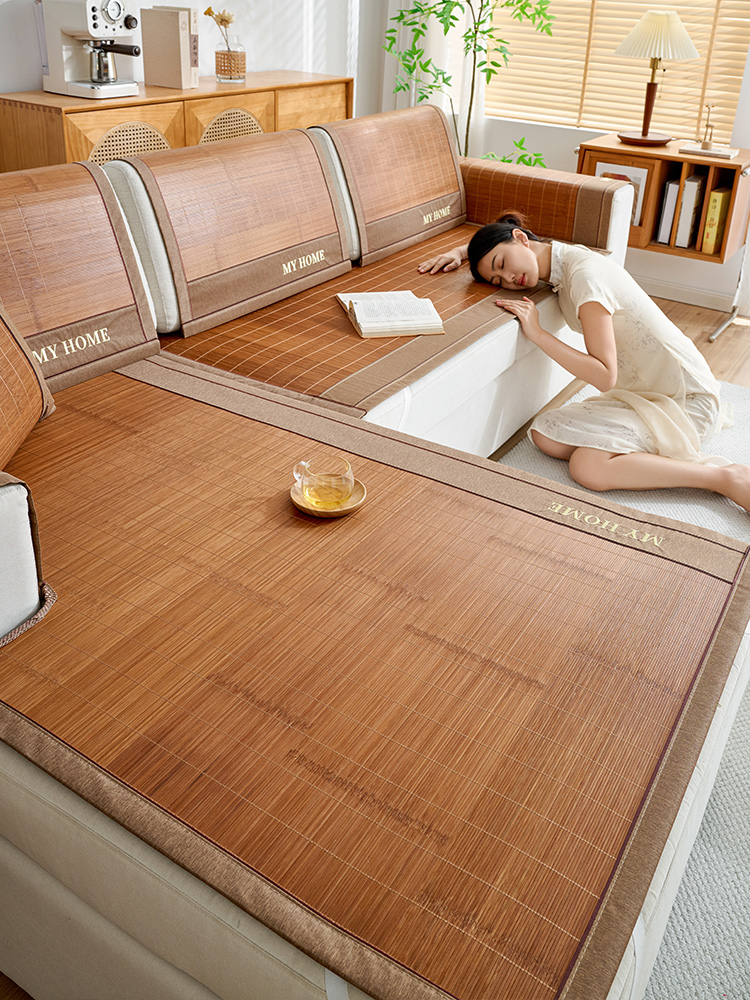 Summer Bamboo Mat Sofa Cushion All Year Round Neutral 2024 New Arrival Non-Slip Sofa Cover No Burr Natural Mat