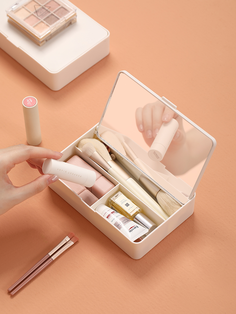 Fasola Student Small Makeup Mirror Storage Box Integrated