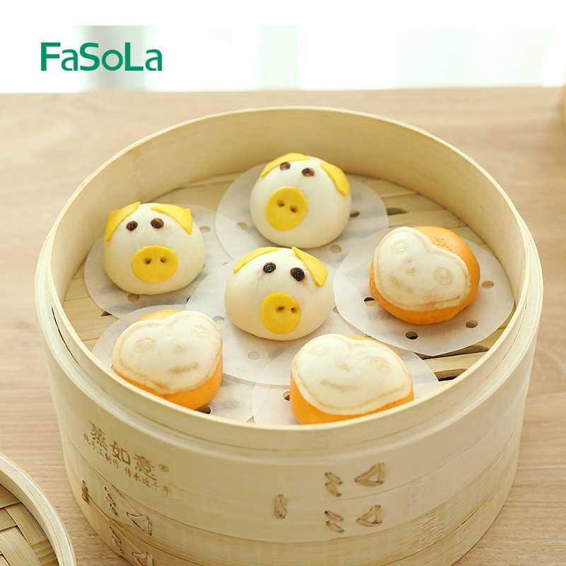 Fasola Food Grade Steamed Buns Bamboo Steamer Liners Steamed Bread Packing Paper Steamer Mat Disposable Steamer Paper Non-Stick