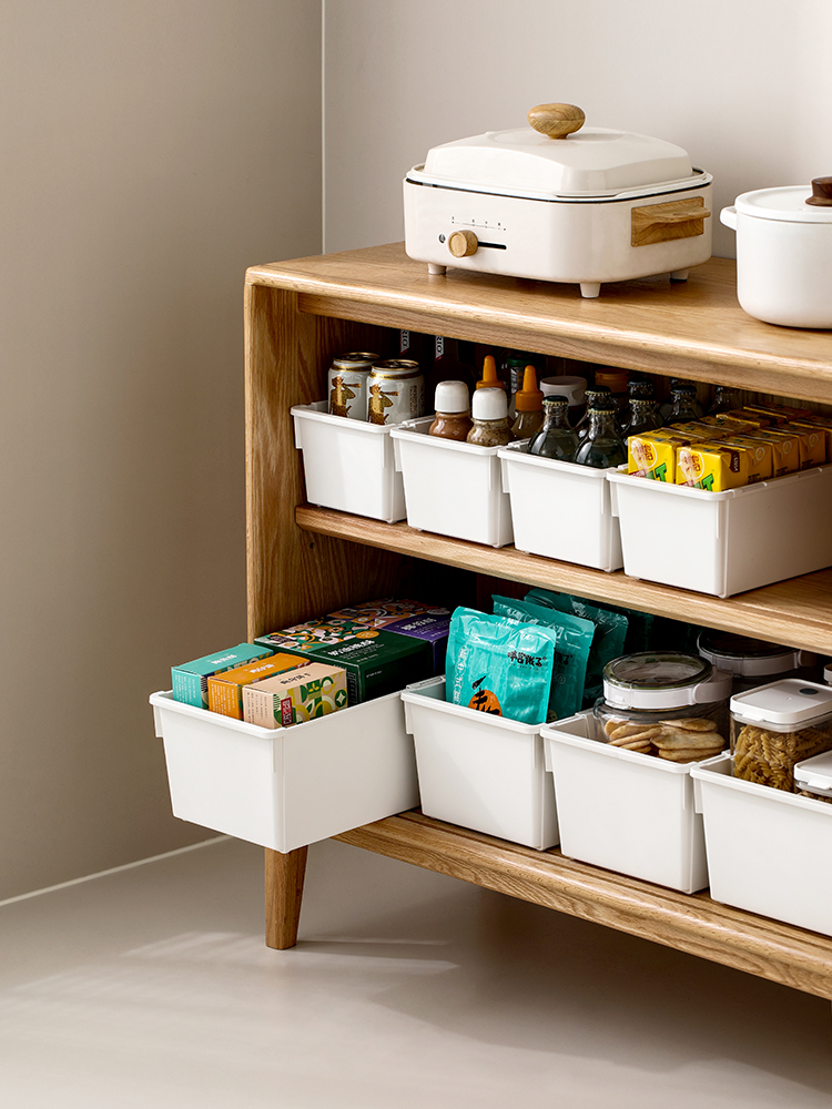 Fasola Cabinet Storage Box Drawer-Type Retractable Desktop Snacks Sundries Kitchen Finishing Box Right Angle Storage Box