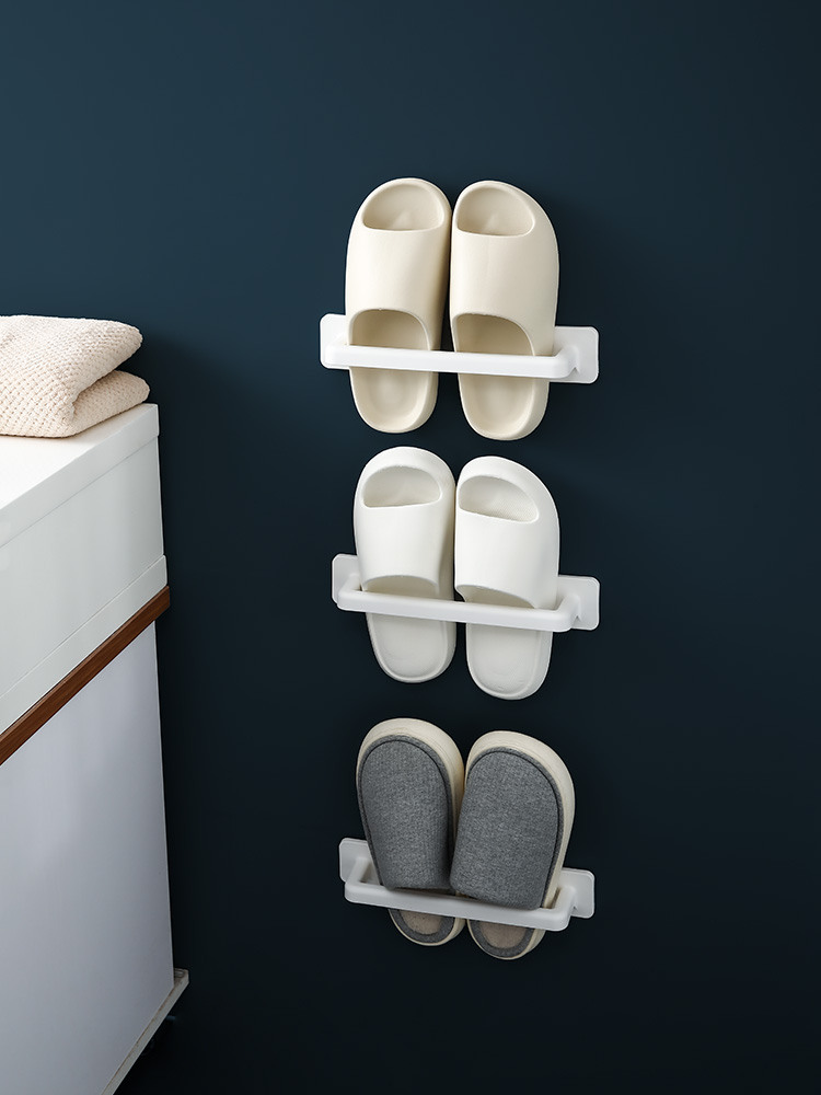 Fasola Bathroom Slipper Rack Punch-Free Bathroom Storage Rack Household Shoes Draining Wall-Mounted Storage Rack