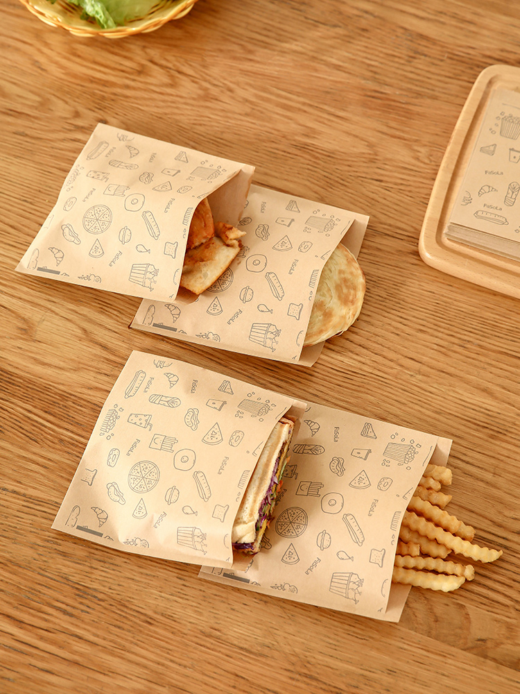 Fasola Scallion Pancake Rougamo Paper Bag Food Oil-Proof Breakfast Pancake Packing Bag Non Returnable Container Cake Bag