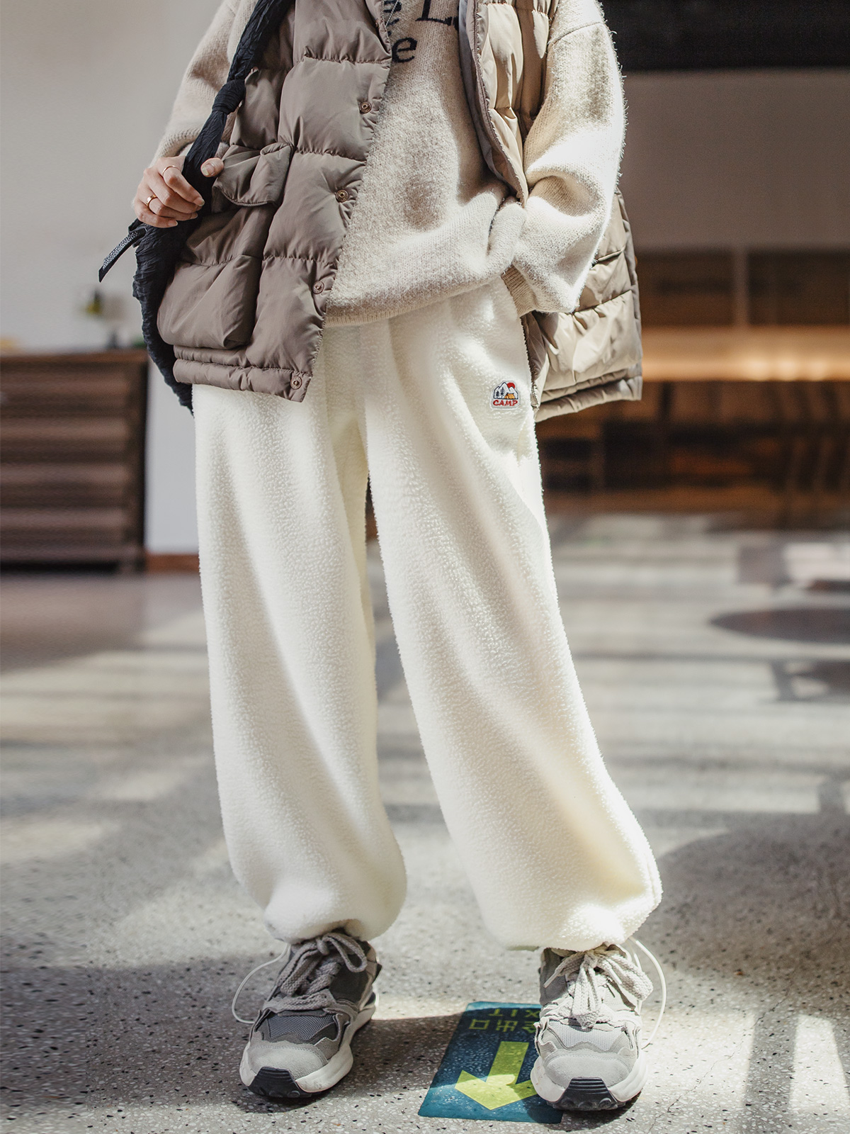 Madden American Style Fleece-Lined Knitting Heattech Soft Glutinous Sweatpants