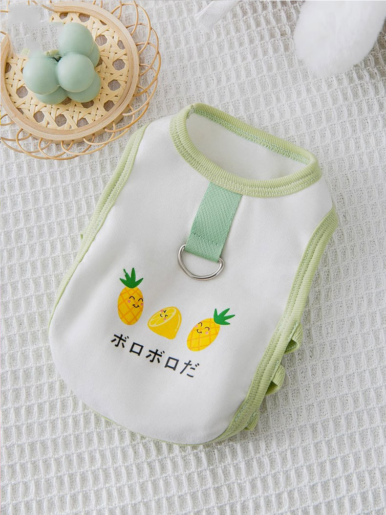 Dog Clothes Spring and Summer Thin Hippie Dog Pineapple Breathable Traction Vest Bichon Teddy/Pomeranian York Summer Puppy