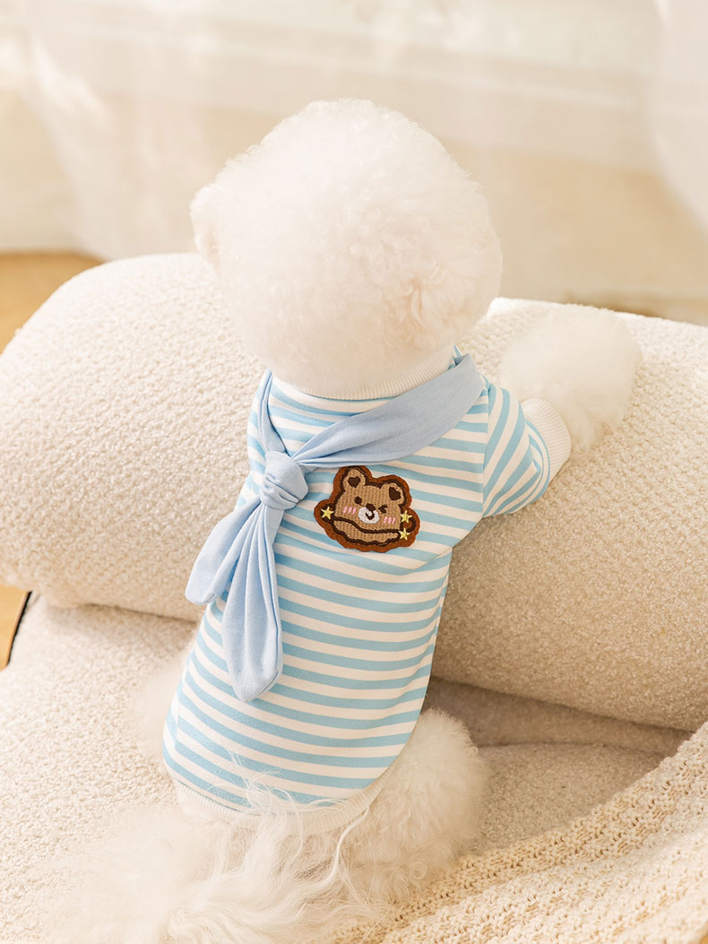 Stripes Scarf Sweatshirt Hippie Dog Puppy Clothes Fall and Winter Tiantedibi Bear Yorkshire Small Puppies Winter
