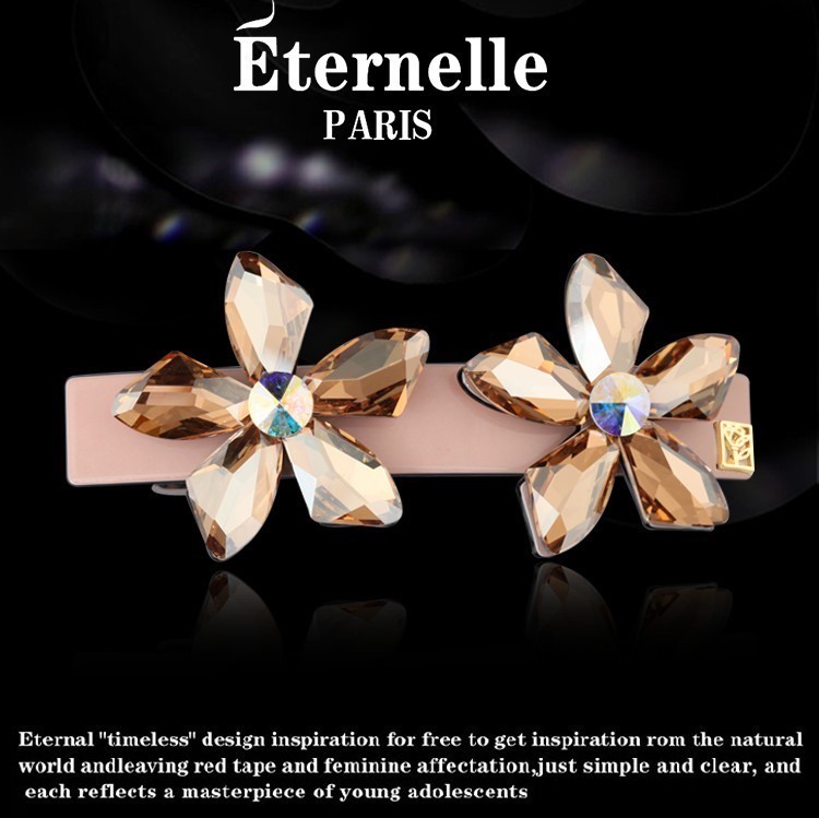 French Eternelle Austrian Crystal Spring Clip Side Clip Diamond Hair Accessories for Women Headdress Top Clip Single Line Clip