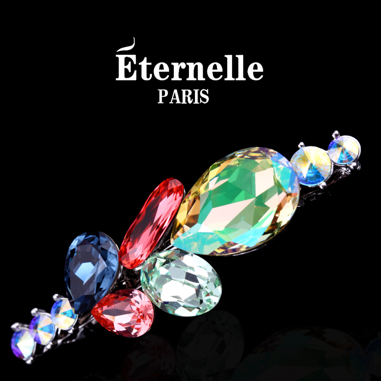 French Eterelle Austrian Crystal Barrettes Fashion Wind Side Clip Ornament Hairpin Hair Ornaments Ponytail Clip