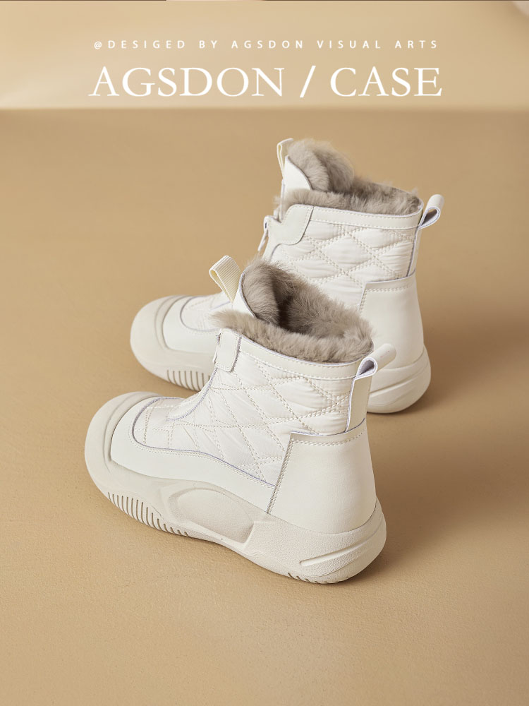 Augusto Northeast Snow Boots Women's 2024 New Arrival Winter Fleece-lined Platform Martin Boots Non-Slip Warm Cotton Shoes