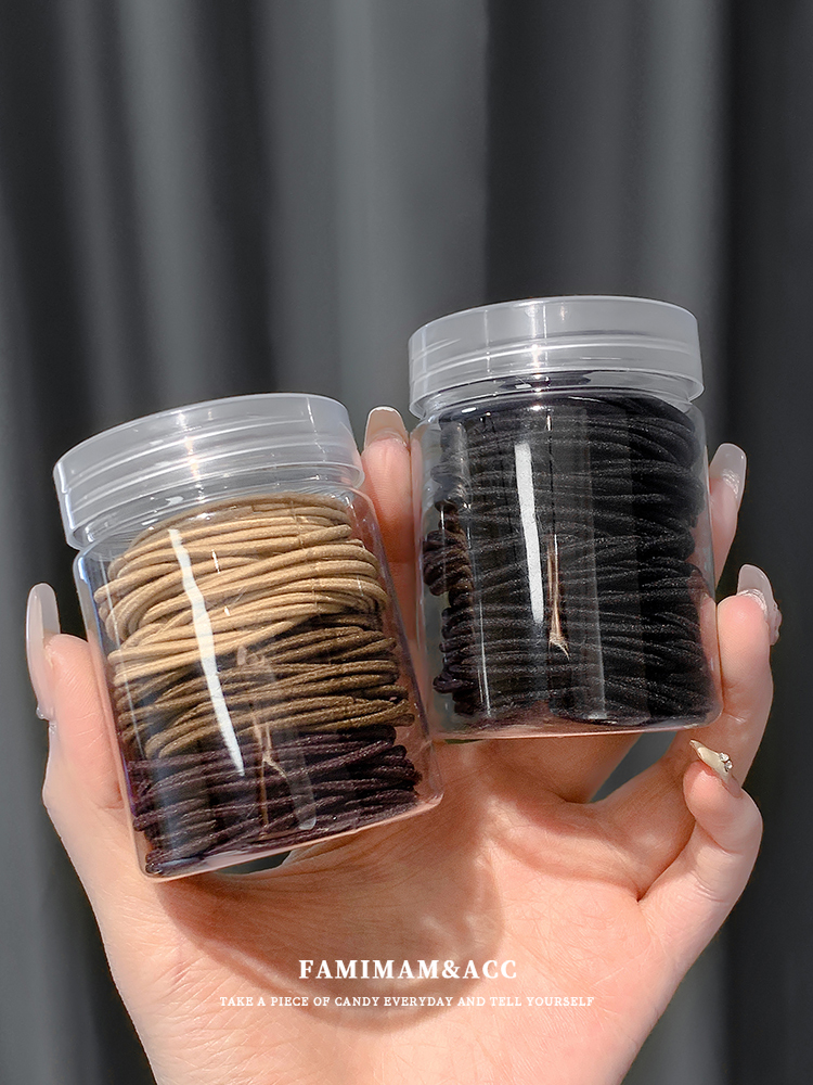 Black Rubber Band for Girls Hair Rope Minimalist High Elastic Durable Leather Case High Ponytail Thin Hair Ties Hair Ring Headdress
