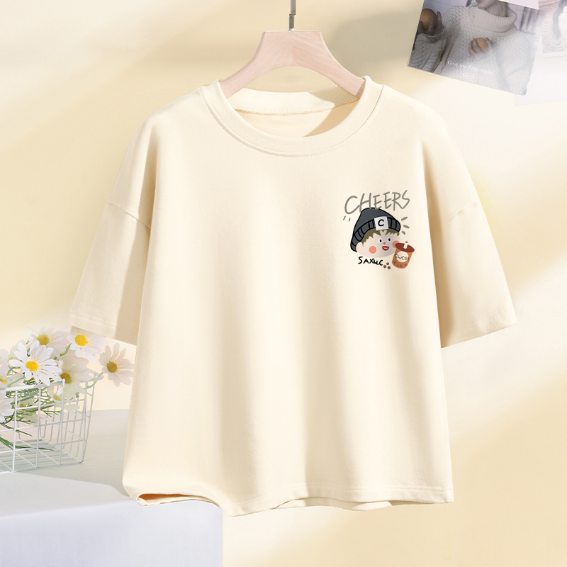 Large Size Plus Size Ladies Design Sense Shoulder Top T-shirt with Short Sleeves