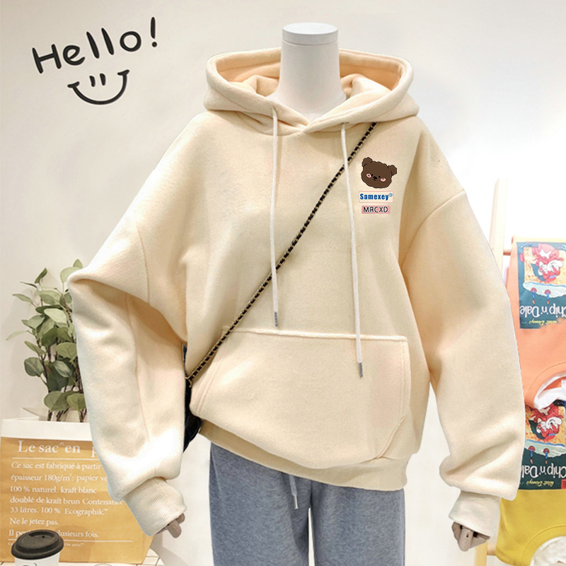 Loose plus Velvet Bear Plus Size Ladies plus Size Vintage Sweatshirt