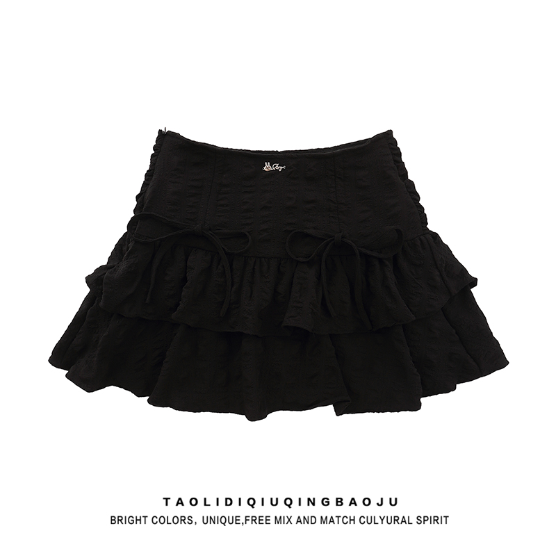 Niche Style Pleated Skirt Sweet Puffy Cake Bows