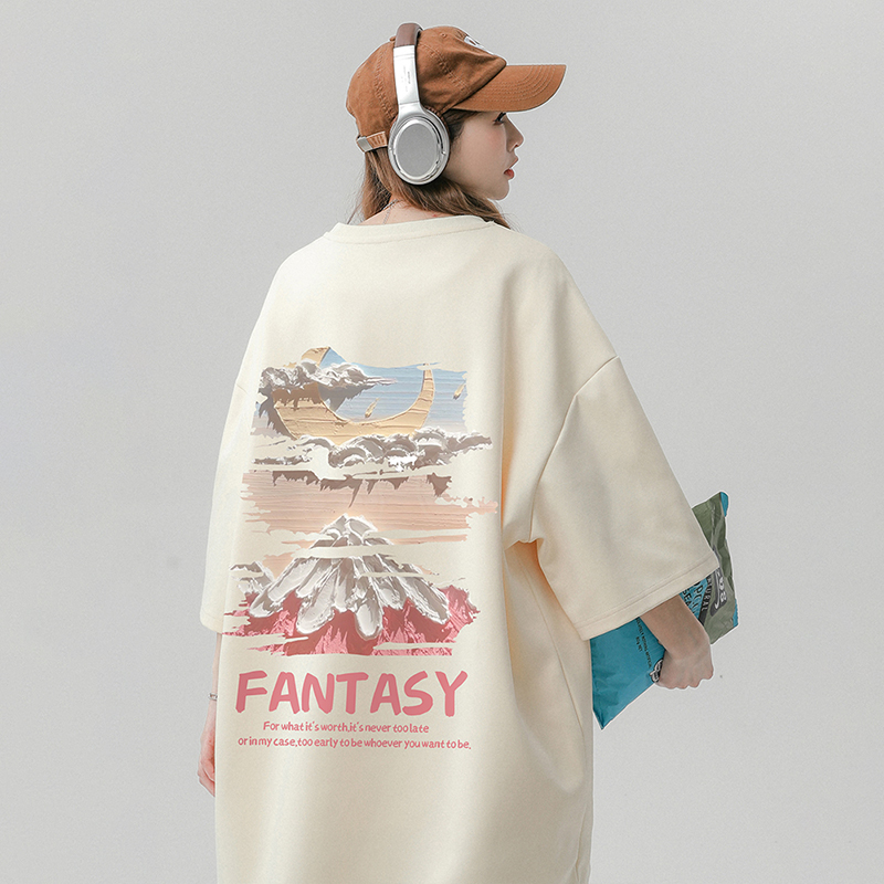 Stylish Summer Casual Pure Cotton Half Sleeve Oil Painting Print