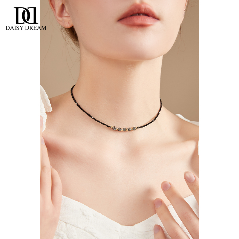 Instagram Black Crystal Women Minimalist Elegant Autumn and Winter Necklace