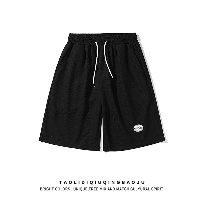Fashion Brand Japanese Elastic Waist Straight Wide Leg Sports Shorts