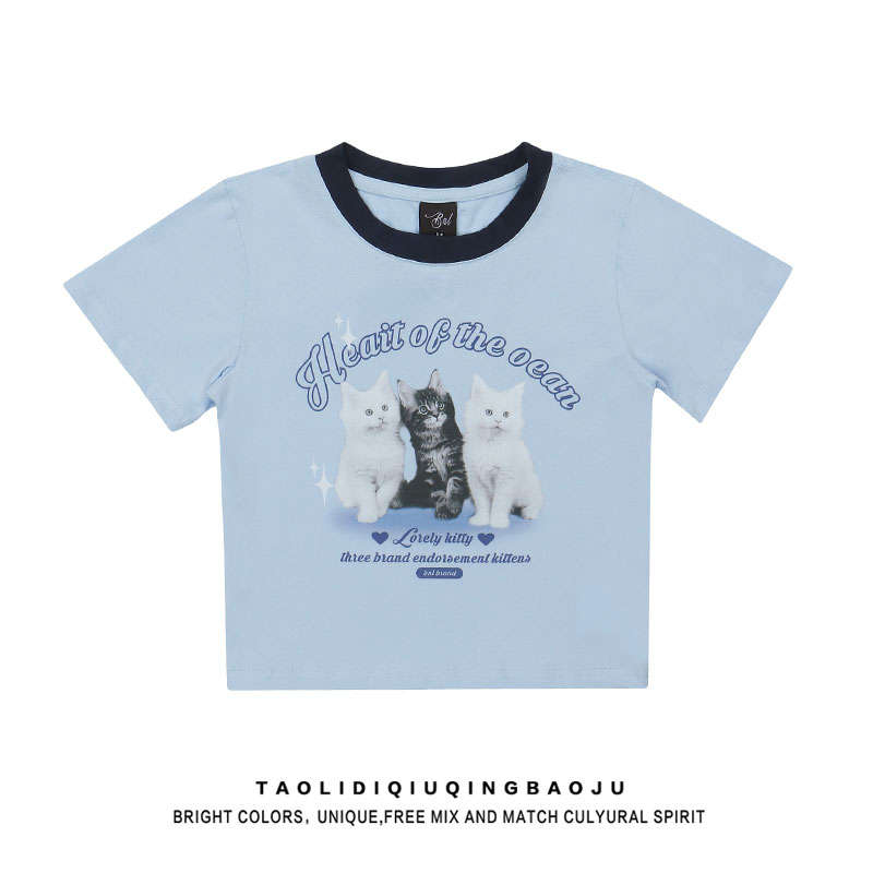 T-shirt Japanese Style Short-Sleeved Slim-Fit Shirt Animal Print