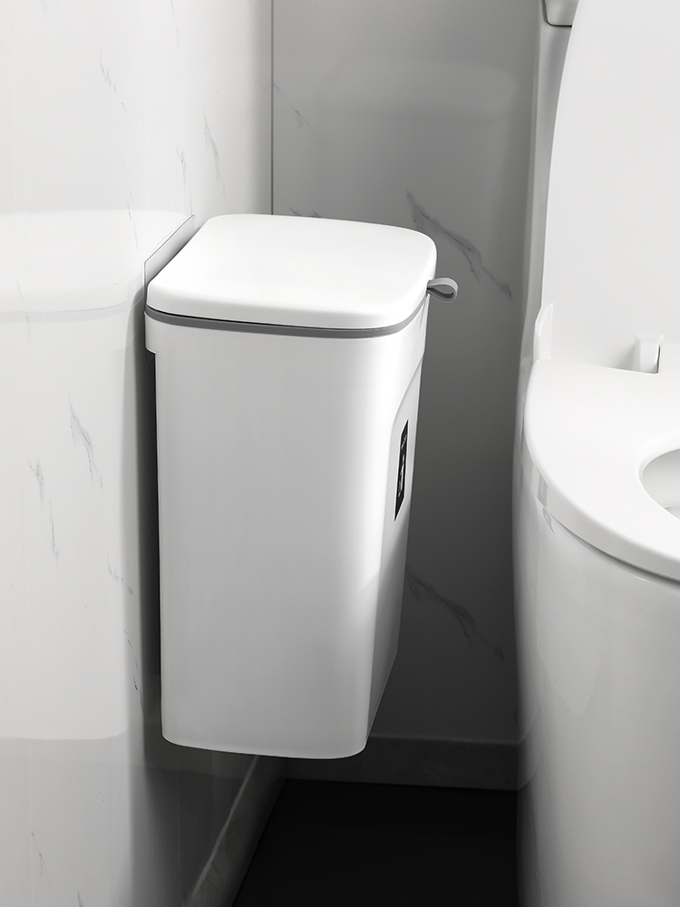 Toilet Bin Large Capacity Bathroom with Lid Waste Bin Hanging Waterproof Chopsticks Dry Wet Separation Toilet Dedicated