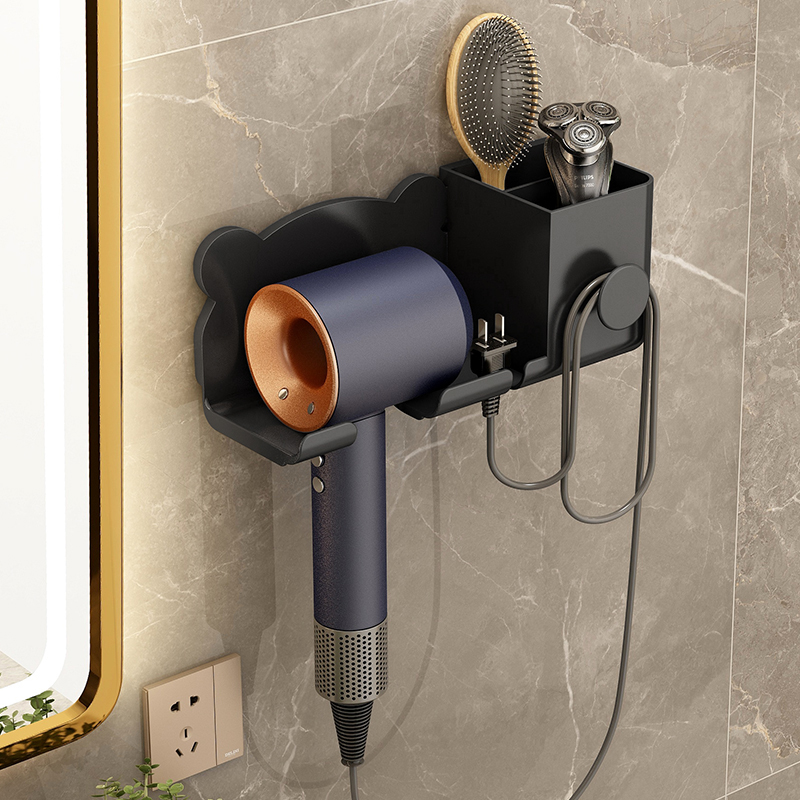 Punch-Free Wall-Mounted Bathroom Storage Hair Dryer Bracket