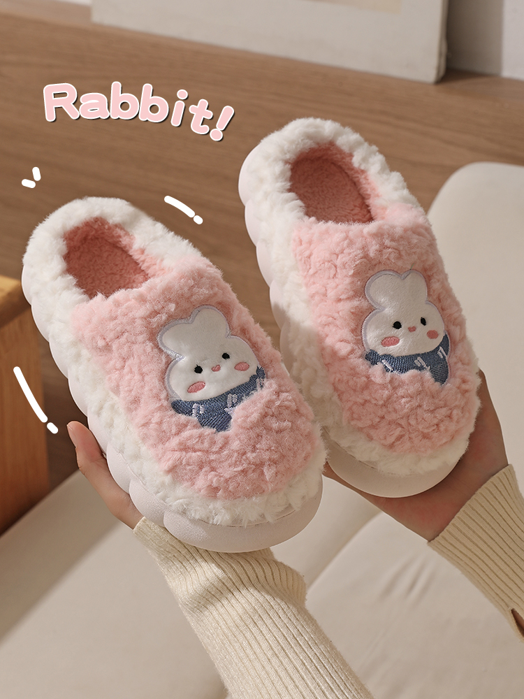 Cotton Slippers Women's Indoor Autumn and Winter 2023 New Arrival Cute Home Thick Sole Velvet Confinement Outwear Slippers Ladies