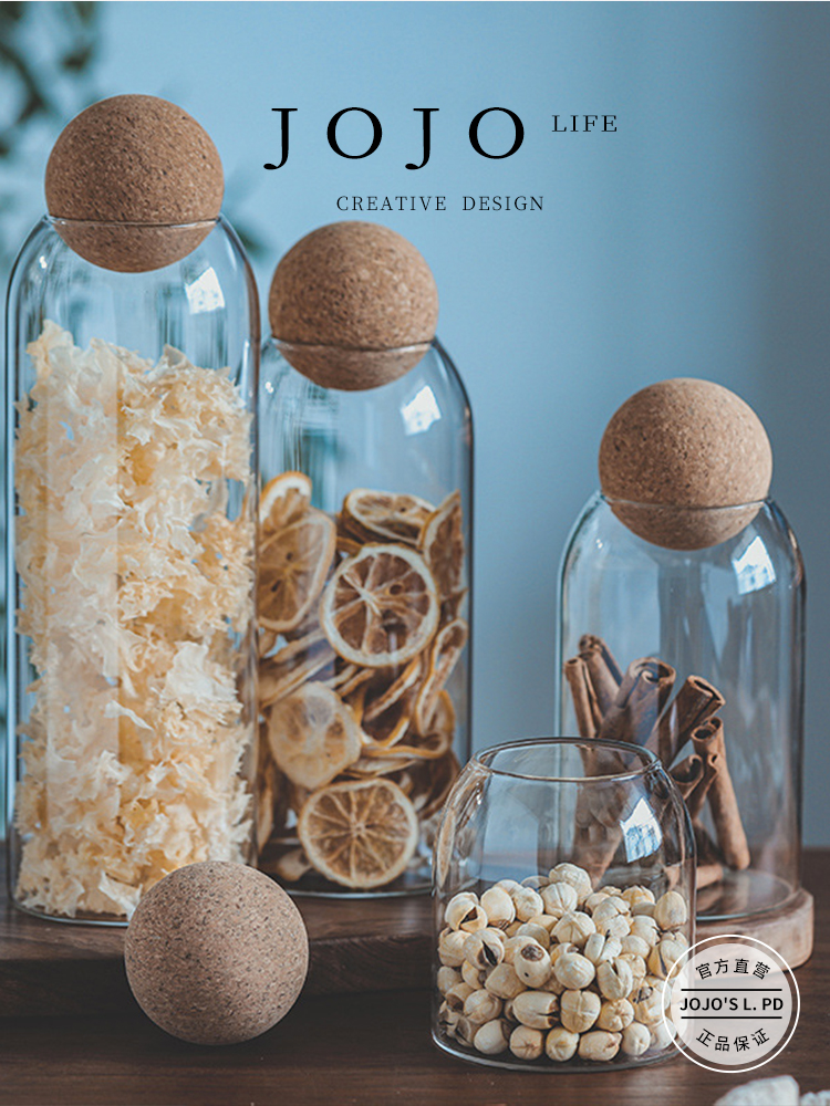 Jojo's L. Pd. Hold. Storage Tank Cork Coffee Beans Borosilicate Glass For Home | Will Handle