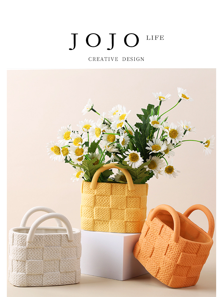 Jojo's L. Pd. Flower. Scandinavian Ins Morandi Creative Ceramic Handbag Vase Flower Basket