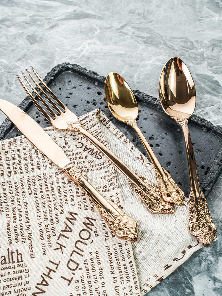 Jojo's L. PD · Jin · Tableware For Home Palace Stainless Rose Gold Steel Knife, Fork and Spoon Suit | Temple Jin