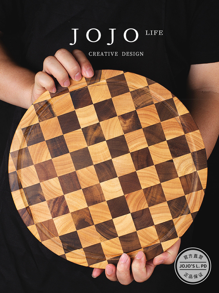 Jojo's L. Pd. Trunk. Chopping Board Acacia Mangium round Cut Solid Wood Patchwork Kitchen Chopping Board | Mang Drunk