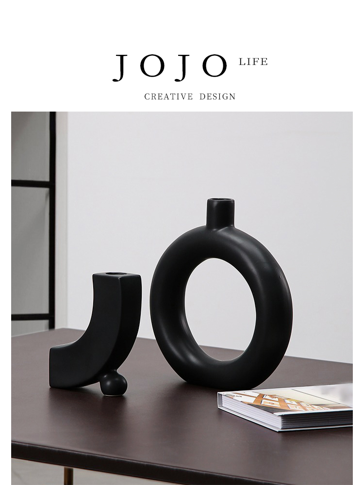 Jojo's L. Pd. Wheel. Creative Ceramic Vase Furnishings Scandinavian Living Room Geometric Shape Wheel Throw