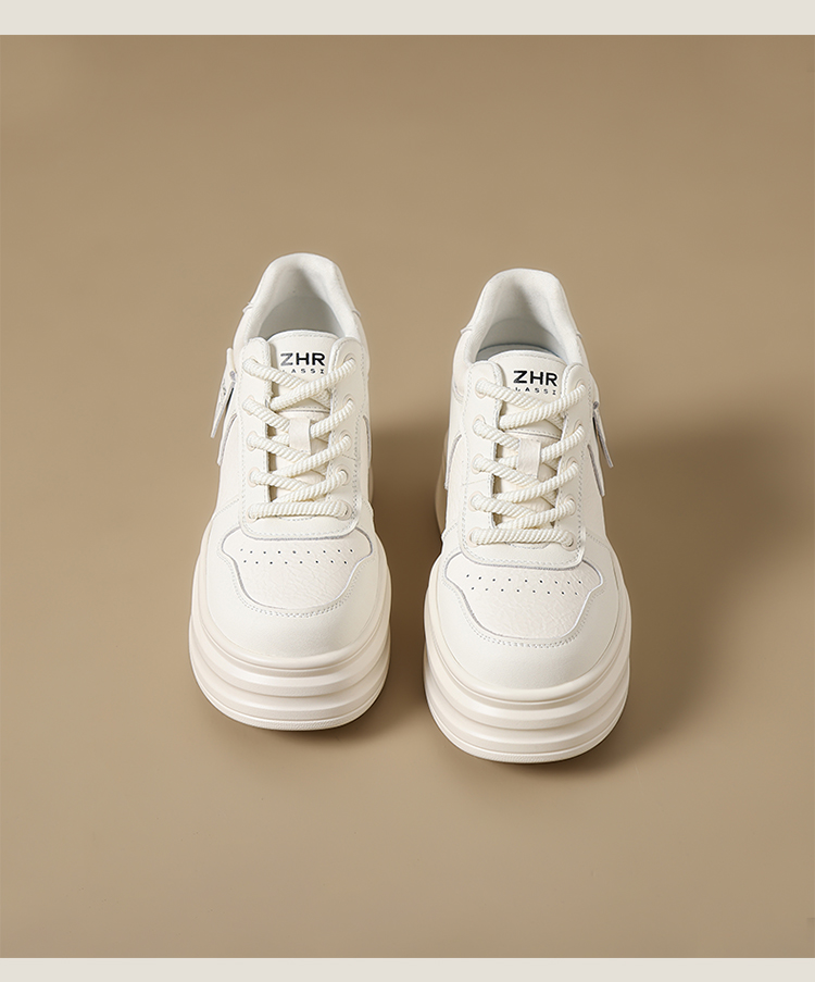 ZHR White Sneakers Women's 2025 Spring New Arrival Platform Shoes Platform Casual Shoes Best-Selling White Shoes Hidden Heel Best Selling