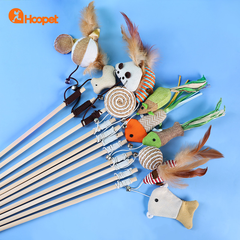 Cat Toy Mouse Cat Pole Toy Kittens Feather Pet Self-Hi Long Brush Holder Relieving Stuffy Handy Gadget Bite-Resistant Cat Supplies Complete Collection
