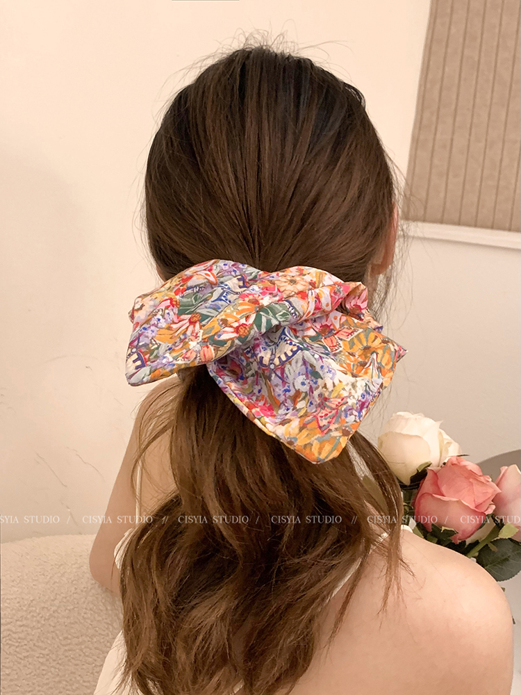 Mori Style Flower Square Scarf Hair Band Female Summer Fancy Internet Celebrity 2025 New Arrival Lace Headdress for Hair Ties Hair Accessories
