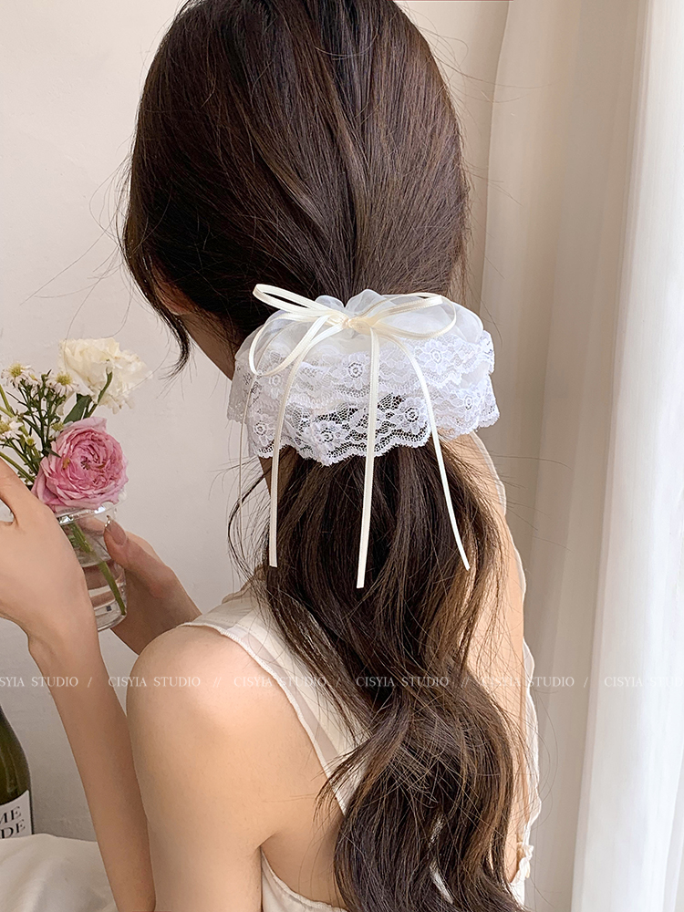 Lace Hair Band Female Ribbon Bowknot Hair Accessories Sweet Fairy Exquisite Cute and Graceful Hair Rope 2025 New Arrival Headdress
