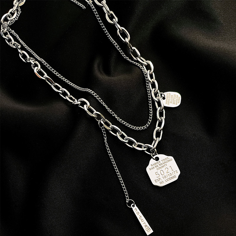 Multi-Layer Necklace Female Ins Hip Hop 2021 New Arrival Female Male Cold Wind Personality Street All-Matching Hoodie Clavicle Chain