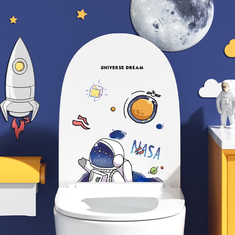 [Decoration Notes] Fun Happy Day Decorative Toilet Cute Creative Toilet Stickers Renovation Waterproof Toilet Seat Cover Pad