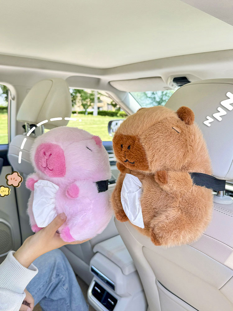 Capabala Car Tissue Box Car Interior Ornaments Hanging Automobile Armrest Box Cover Seat Cartoon Tissue Box Car
