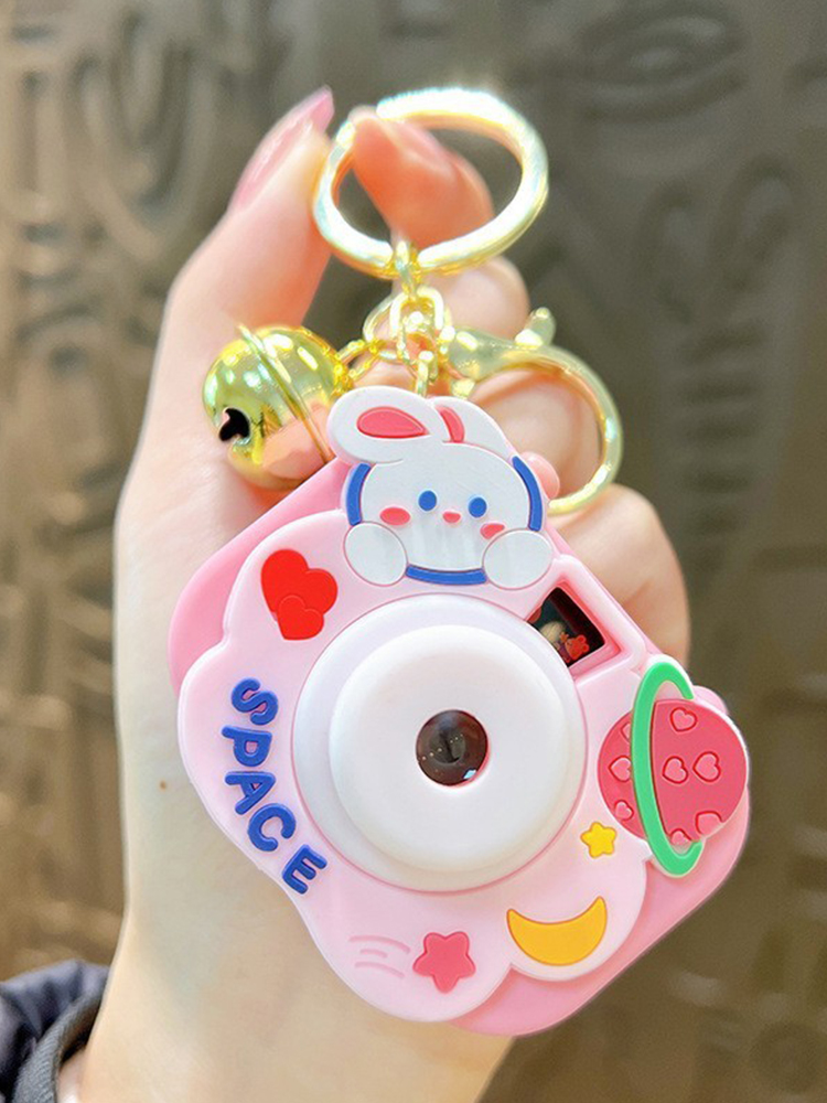 Cartoon Cute Bunny Projection Camera Dragon Year Keychain Schoolbag Pendant Cute Key Ring Small Gift Wholesale