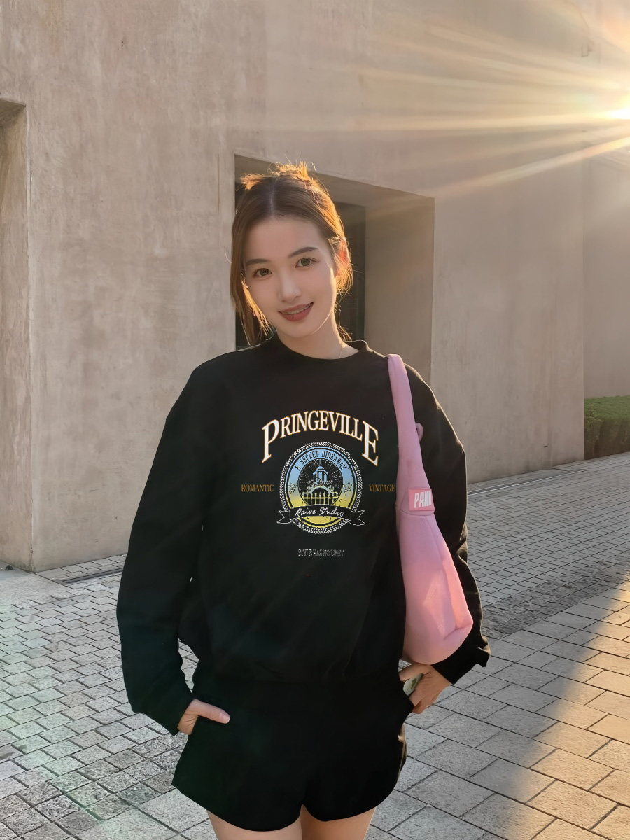 Fancy Unique and Super Nice Sweatshirt Women's round Neck Spring and Autumn 2025 New Arrival Loose Long Sleeves Lazy Style Top Fashion