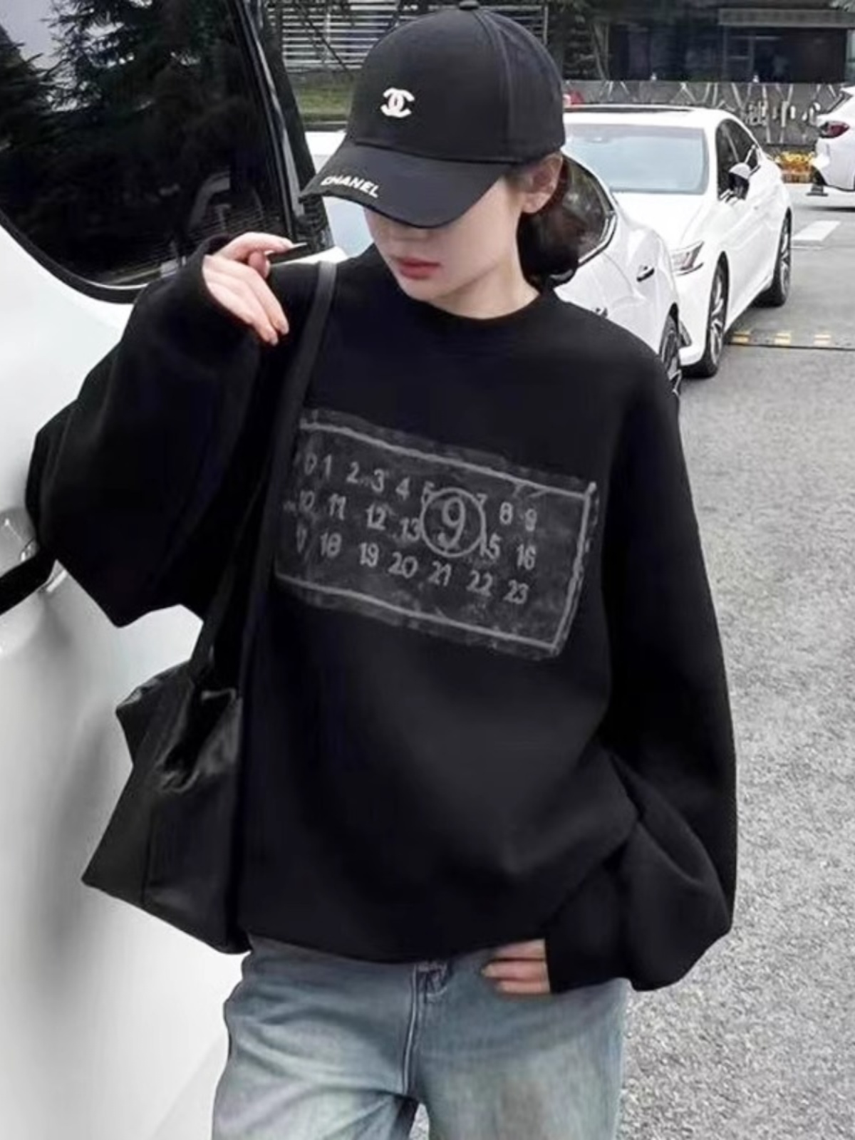Fashion-Black Hooded Brushed Hoody Women's Spring and Autumn 2025 New Arrival Top-Selling Product Fashion Loose Western Style Lazy Top